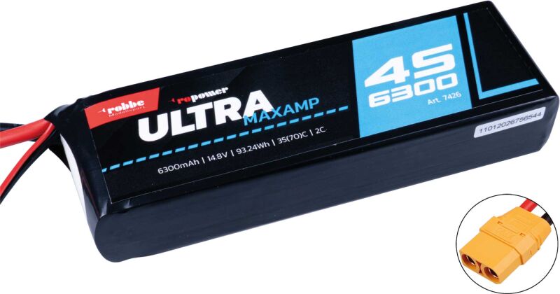 Robbe Modellsport RO-POWER ULTRA MAXAMP 6300mAH 14,8 VOLT 4S 35(70)C LIPO AKKU XT-90/XH / 7426