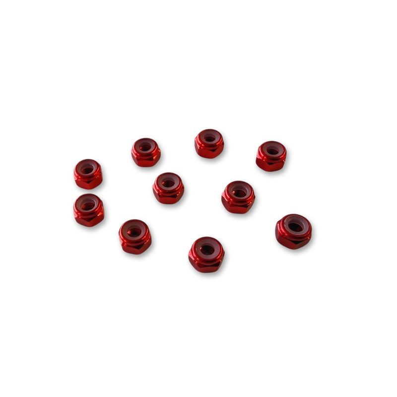 Alu Stoppmuttern M3 rot (10) / HSPX508