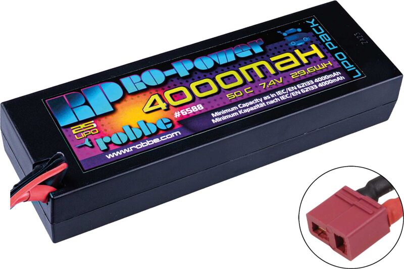 Robbe Modellsport Ro-Power Car Lipo 4000mah 7,4V 50C Hardcase (T-Stecker) / 6588
