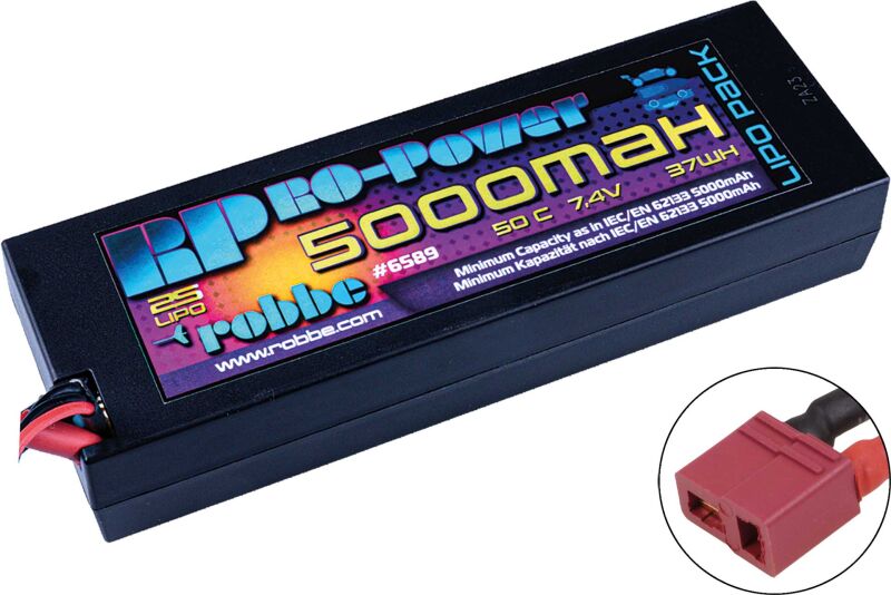 Robbe Modellsport Ro-Power Car Lipo 5000mah 7,4V 50C Hardcase (T-Stecker) / 6589