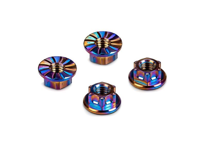 HUDY TITANIUM NUT M4 WITH SERRATED FLANGE - RAINBOW COLOR (4 / HUD296542-C