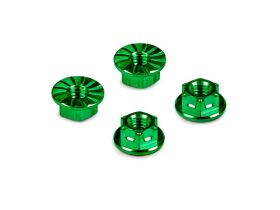 HUDY TITANIUM NUT M4 WITH SERRATED FLANGE - GREEN (4) /...