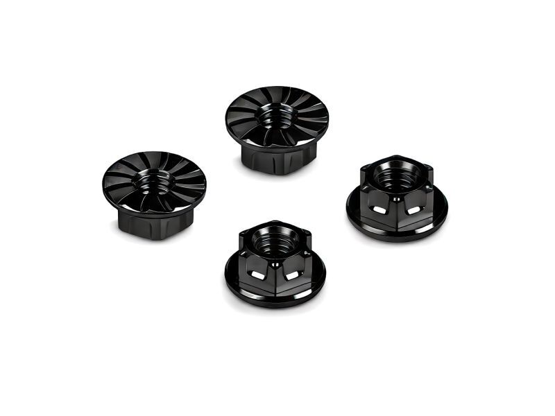 HUDY TITANIUM NUT M4 WITH SERRATED FLANGE - BLACK (4) / HUD296542-K