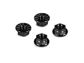 HUDY TITANIUM NUT M4 WITH SERRATED FLANGE - BLACK (4) /...