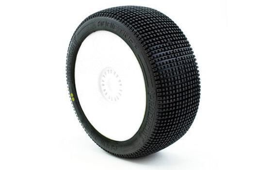 ProCircuit Addictive v2 Buggy Reifen 1:8 Mischung S2 weich montiert auf weißer Felge, 17 mm Hex / PCW2004-S2