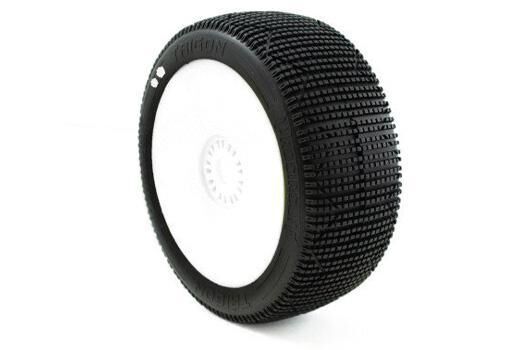 ProCircuit Trigon v3 Buggy Reifen 1:8 Mischung S1 supersoft montiert auf weißer Felge, 17 mm Hex / PCW2007-S1
