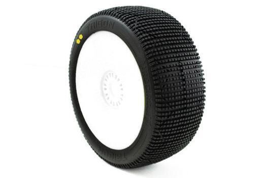 ProCircuit Trigon v3 Buggy Reifen 1:8 Mischung S2 weich montiert auf weißer Felge, 17 mm Hex / PCW2007-S2