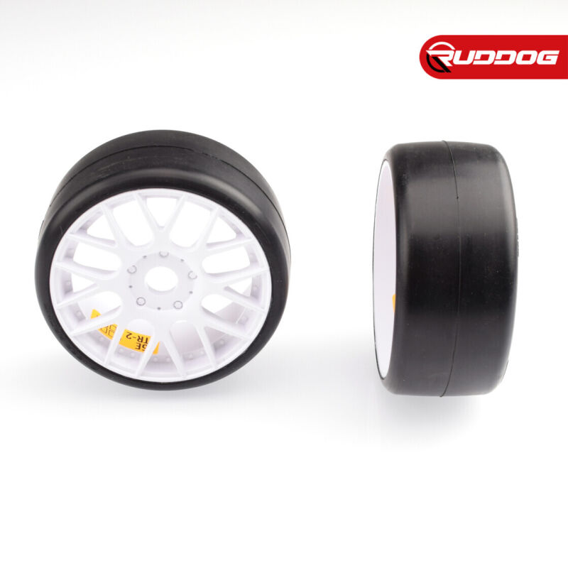 Sweep Racing Sweep 1:8 GT D40 Racing slick pre-glued tires 40deg Hard with EVO16 Weiß wheels pair / SR-GT2-D40WP