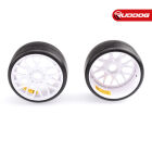 Sweep 1:8 GT D40 Racing slick pre-glued tires 40deg Hard with EVO16 White wheels pair / SR-GT2-D40WP