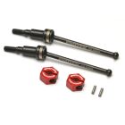 Exotek HD Stahl-CVD-Set 50,5 mm hinten mit Alu-Klemm-Radmitnehmern rot, für Arrma Typhon GROM & Granite GROM / EXO2286