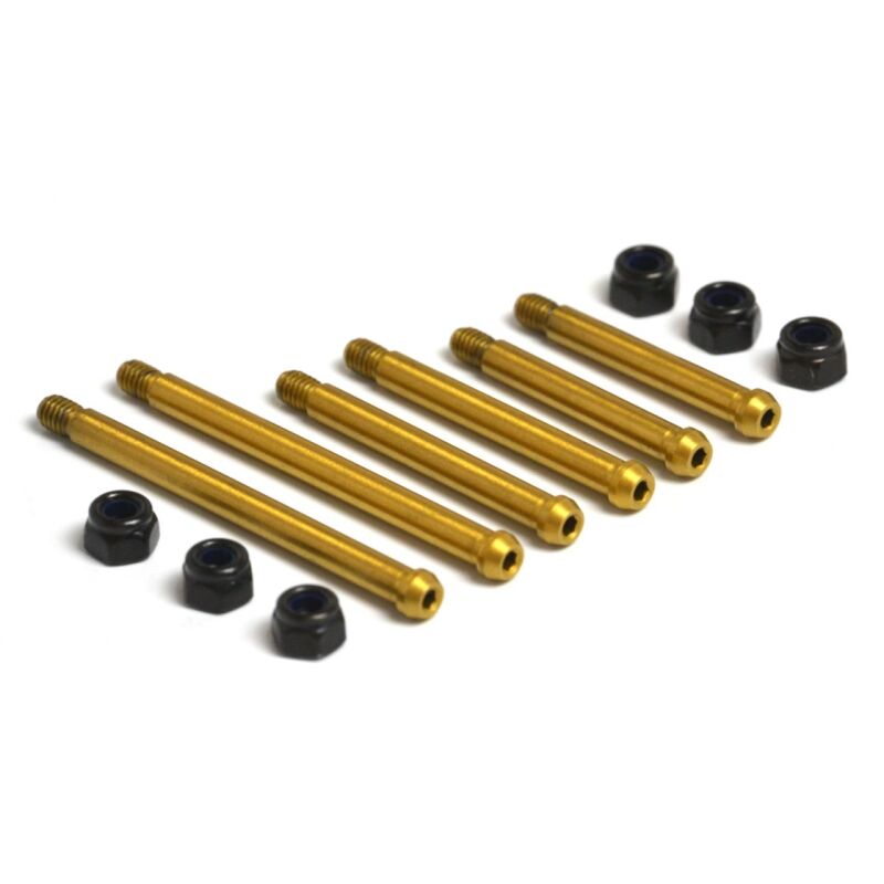 Exotek Schwingenstifte geschraubt (6 Stück) vorne, Stahl nitriert, für Team Associated RC10 Classic / EXO2360