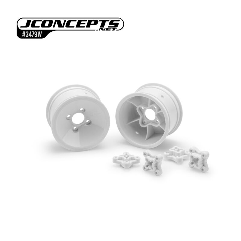 JConcepts Mono - RC10 2.0" rear wheel, white - 2pc (Fits: RC10, 1/4" and 3/16" rear axle | 2.0” buggy rear tires) / JCO3479W