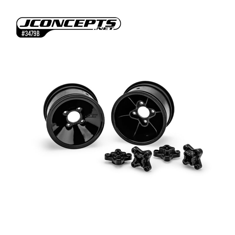 JConcepts Mono - RC10 2.0" rear wheel, black - 2pc (Fits: RC10, 1/4" and 3/16" rear axle | 2.0” buggy rear tires) / JCO3479B