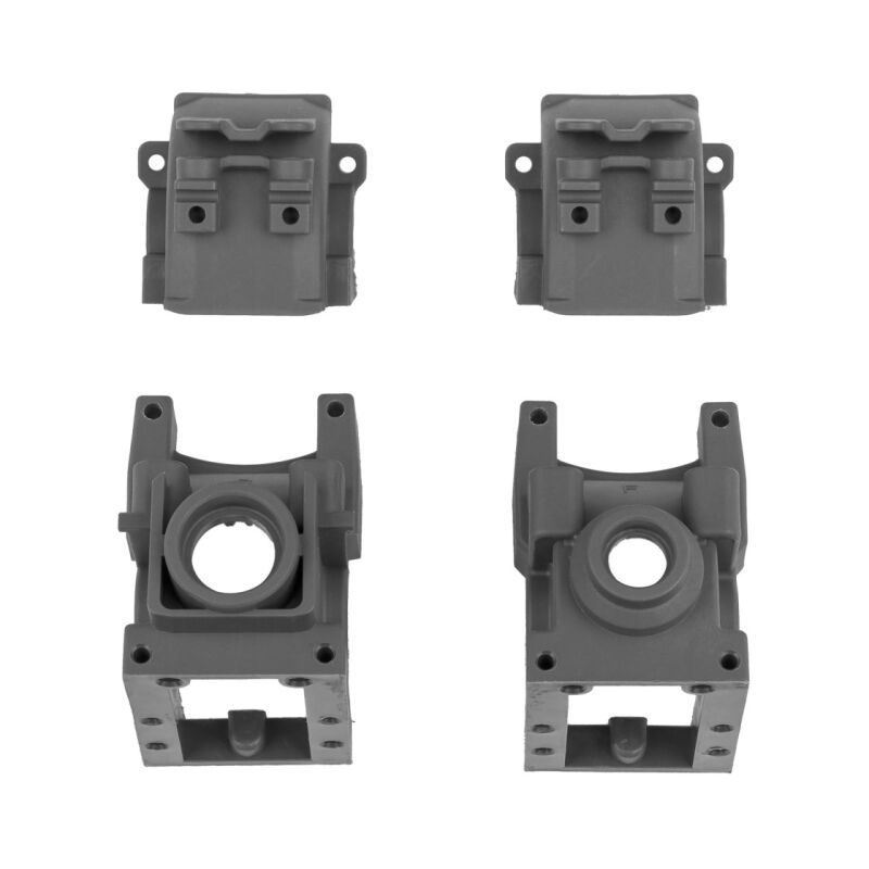 Team Associated Rival MT10 Factory Team Front and Rear Gearboxes, Gray / AE25887