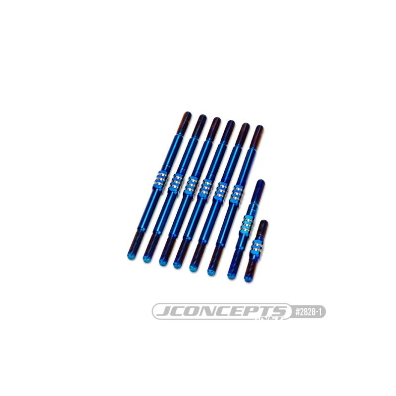 JConcepts RC10T Fin Titanium Turnbuckle Set, 8pc - Blue / JCO2828-1