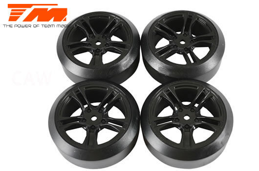 Team Magic Reifen - 1/10 Drift - montiert - 5 Spoke Felgen - Sechskant - 45° - hart