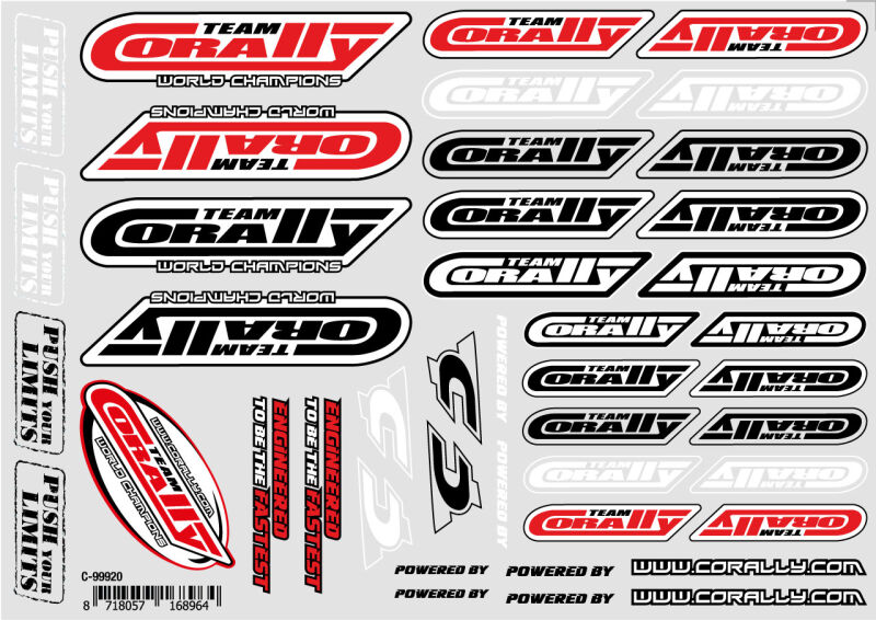 Team Corally Sponsor Stickersheet vorgeschnitten