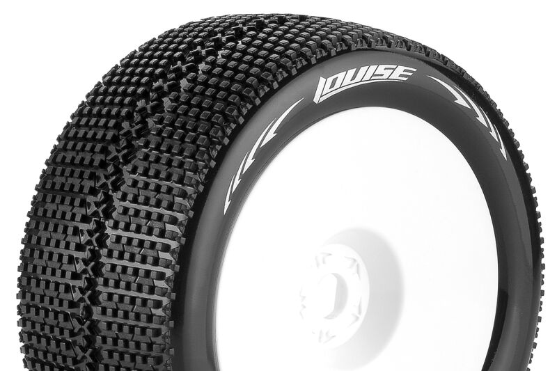 Louise RC T-Turbo 1:8 Truggy Reifen Fertig verklebt Felgen Weiss 1/2"-Offset Hex 17 mm 1 Paar