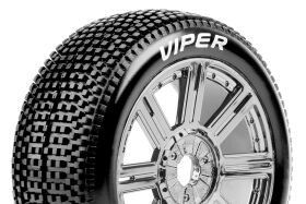 Louise RC B-Viper-JA 1:8 Buggy Reifen Fertig verklebt Speichen Felgen Schwarz Chrom Hex 17 mm 1 Paar